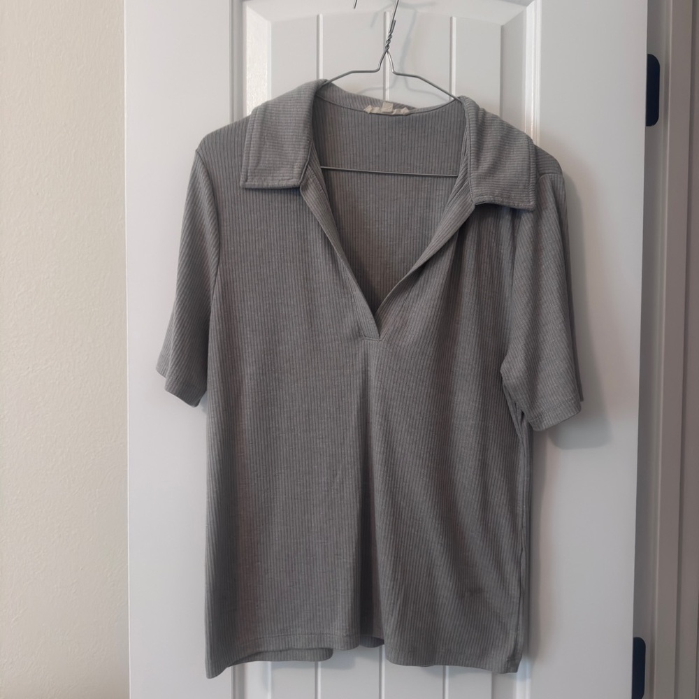 Madewell Gray Short Sleeve Collared Tee